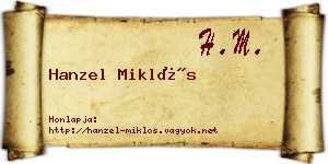 Hanzel Miklós névjegykártya