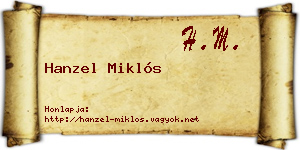 Hanzel Miklós névjegykártya